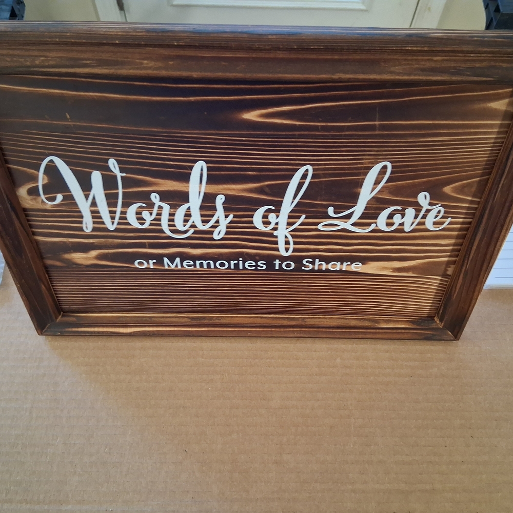 Wooden "Words of Love" Framed Sign - Brown Memories